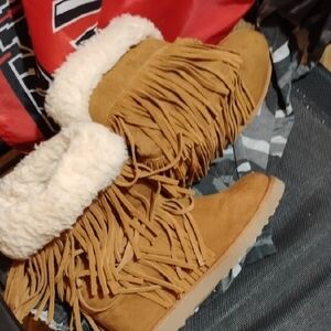 Madden Girl Tan Fringe Winter Boots